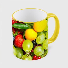 Кружка 3D с принтом Вкусные ягоды в Екатеринбурге, керамика | ёмкость 330 мл | Тематика изображения на принте: виноград | вкусно | голубика | дача | деревня | ежевика | клубника | малина | огород | полезно | рябина | сад | смородина | сок | фрукты | черника | ягоды