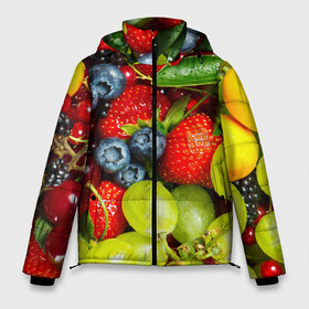 Мужская зимняя куртка 3D с принтом Вкусные ягоды в Екатеринбурге, верх — 100% полиэстер; подкладка — 100% полиэстер; утеплитель — 100% полиэстер | длина ниже бедра, свободный силуэт Оверсайз. Есть воротник-стойка, отстегивающийся капюшон и ветрозащитная планка. 

Боковые карманы с листочкой на кнопках и внутренний карман на молнии. | виноград | вкусно | голубика | дача | деревня | ежевика | клубника | малина | огород | полезно | рябина | сад | смородина | сок | фрукты | черника | ягоды