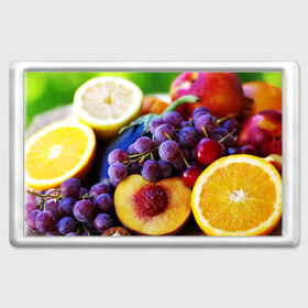 Магнит 45*70 с принтом Спелые фрукты в Екатеринбурге, Пластик | Размер: 78*52 мм; Размер печати: 70*45 | абрикос | алыча | апельсин | бодрость | веган | виноград | витамины | груша | диета | еда | здоровье | лайм | лимон | молодость | нектар | овощи | персик | питание | польза | сок | фрукты | яблоко | ягоды