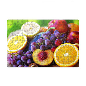 Пазл магнитный 126 элементов с принтом Спелые фрукты в Екатеринбурге, полимерный материал с магнитным слоем | 126 деталей, размер изделия —  180*270 мм | абрикос | алыча | апельсин | бодрость | веган | виноград | витамины | груша | диета | еда | здоровье | лайм | лимон | молодость | нектар | овощи | персик | питание | польза | сок | фрукты | яблоко | ягоды