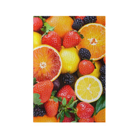 Обложка для паспорта матовая кожа с принтом Ягоды и фрукты в Екатеринбурге, натуральная матовая кожа | размер 19,3 х 13,7 см; прозрачные пластиковые крепления | абрикос | алыча | апельсин | бодрость | веган | виноград | витамины | груша | диета | еда | здоровье | клубника | лайм | лимон | малина | молодость | нектар | овощи | персик | питание | польза | смородина