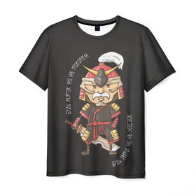 Мужская футболка 3D с принтом Мудрый Самурай в Екатеринбурге, 100% полиэфир | прямой крой, круглый вырез горловины, длина до линии бедер | samurai