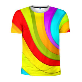 Мужская футболка 3D спортивная с принтом Радуга в Екатеринбурге, 100% полиэстер с улучшенными характеристиками | приталенный силуэт, круглая горловина, широкие плечи, сужается к линии бедра | цветные