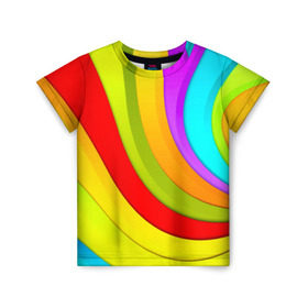 Детская футболка 3D с принтом Радуга в Екатеринбурге, 100% гипоаллергенный полиэфир | прямой крой, круглый вырез горловины, длина до линии бедер, чуть спущенное плечо, ткань немного тянется | цветные