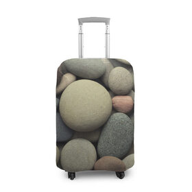 Чехол для чемодана 3D с принтом Морская галька в Екатеринбурге, 86% полиэфир, 14% спандекс | двустороннее нанесение принта, прорези для ручек и колес | водоём | галька | камешки | камни | море | океан | отдых | отпуск | песок | пляж