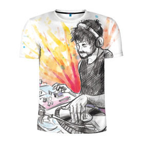 Мужская футболка 3D спортивная с принтом DJ в Екатеринбурге, 100% полиэстер с улучшенными характеристиками | приталенный силуэт, круглая горловина, широкие плечи, сужается к линии бедра | dj | диджей | музыка | пати
