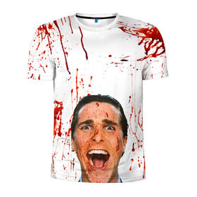 Мужская футболка 3D спортивная с принтом Американский психопат в Екатеринбурге, 100% полиэстер с улучшенными характеристиками | приталенный силуэт, круглая горловина, широкие плечи, сужается к линии бедра | кристиан бэйл | псих | психопат | ужасы