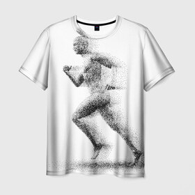 Мужская футболка 3D с принтом Бегун в Екатеринбурге, 100% полиэфир | прямой крой, круглый вырез горловины, длина до линии бедер | Тематика изображения на принте: 