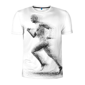 Мужская футболка 3D спортивная с принтом Бегун в Екатеринбурге, 100% полиэстер с улучшенными характеристиками | приталенный силуэт, круглая горловина, широкие плечи, сужается к линии бедра | Тематика изображения на принте: 