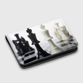 Картхолдер с принтом с принтом Шахматы в Екатеринбурге, натуральная матовая кожа | размер 7,3 х 10 см; кардхолдер имеет 4 кармана для карт; | Тематика изображения на принте: белая | черная | шахматы