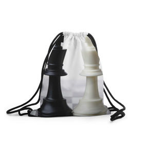 Рюкзак-мешок 3D с принтом Шахматы в Екатеринбурге, 100% полиэстер | плотность ткани — 200 г/м2, размер — 35 х 45 см; лямки — толстые шнурки, застежка на шнуровке, без карманов и подкладки | белая | черная | шахматы