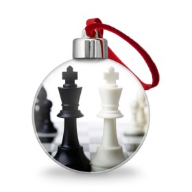Ёлочный шар с принтом Шахматы в Екатеринбурге, Пластик | Диаметр: 77 мм | белая | черная | шахматы