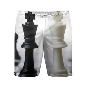 Мужские шорты 3D спортивные с принтом Шахматы в Екатеринбурге,  |  | белая | черная | шахматы