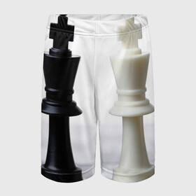 Детские спортивные шорты 3D с принтом Шахматы в Екатеринбурге,  100% полиэстер
 | пояс оформлен широкой мягкой резинкой, ткань тянется
 | белая | черная | шахматы
