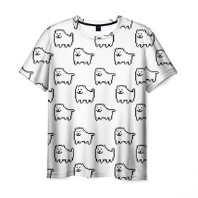 Мужская футболка 3D с принтом Undertale Annoying dog white в Екатеринбурге, 100% полиэфир | прямой крой, круглый вырез горловины, длина до линии бедер | 8 bit | annoying dog | dog | pixel art | undertale | white