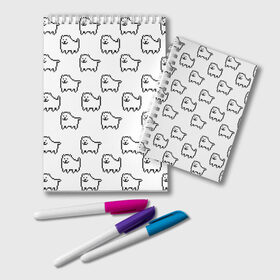 Блокнот с принтом Undertale Annoying dog white в Екатеринбурге, 100% бумага | 48 листов, плотность листов — 60 г/м2, плотность картонной обложки — 250 г/м2. Листы скреплены удобной пружинной спиралью. Цвет линий — светло-серый
 | 8 bit | annoying dog | dog | pixel art | undertale | white