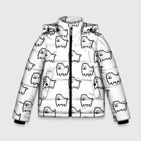 Зимняя куртка для мальчиков 3D с принтом Undertale Annoying dog white в Екатеринбурге, ткань верха — 100% полиэстер; подклад — 100% полиэстер, утеплитель — 100% полиэстер | длина ниже бедра, удлиненная спинка, воротник стойка и отстегивающийся капюшон. Есть боковые карманы с листочкой на кнопках, утяжки по низу изделия и внутренний карман на молнии. 

Предусмотрены светоотражающий принт на спинке, радужный светоотражающий элемент на пуллере молнии и на резинке для утяжки | Тематика изображения на принте: 8 bit | annoying dog | dog | pixel art | undertale | white