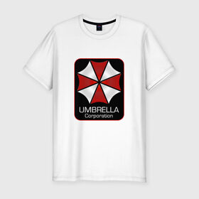 Мужская футболка премиум с принтом Umbrella corporation в Екатеринбурге, 92% хлопок, 8% лайкра | приталенный силуэт, круглый вырез ворота, длина до линии бедра, короткий рукав | resident evil | вирус | зомби