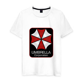 Мужская футболка хлопок с принтом Umbrella corporation в Екатеринбурге, 100% хлопок | прямой крой, круглый вырез горловины, длина до линии бедер, слегка спущенное плечо. | Тематика изображения на принте: resident evil | вирус | зомби