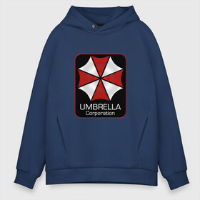 Мужское худи Oversize хлопок с принтом Umbrella corporation в Екатеринбурге, френч-терри — 70% хлопок, 30% полиэстер. Мягкий теплый начес внутри —100% хлопок | боковые карманы, эластичные манжеты и нижняя кромка, капюшон на магнитной кнопке | Тематика изображения на принте: resident evil | вирус | зомби