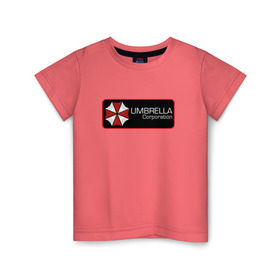 Детская футболка хлопок с принтом Umbrella corporation Нашивка-2 в Екатеринбурге, 100% хлопок | круглый вырез горловины, полуприлегающий силуэт, длина до линии бедер | resident evil | вирус | зомби