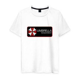 Мужская футболка хлопок с принтом Umbrella corporation Нашивка-2 в Екатеринбурге, 100% хлопок | прямой крой, круглый вырез горловины, длина до линии бедер, слегка спущенное плечо. | resident evil | вирус | зомби
