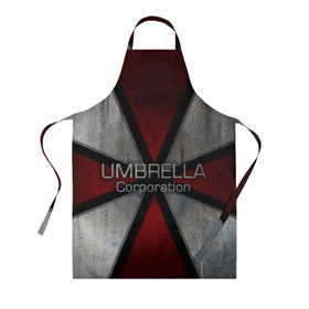 Фартук 3D с принтом Umbrella corps в Екатеринбурге, 100% полиэстер | общий размер — 65 х 85 см, ширина нагрудника — 26 см, горловина — 53 см, длина завязок — 54 см, общий обхват в поясе — 173 см. Принт на завязках и на горловине наносится с двух сторон, на основной части фартука — только с внешней стороны | resident evil | вирус | зомби