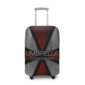 Чехол для чемодана 3D с принтом Umbrella corps в Екатеринбурге, 86% полиэфир, 14% спандекс | двустороннее нанесение принта, прорези для ручек и колес | resident evil | вирус | зомби