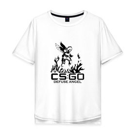 Мужская футболка хлопок Oversize с принтом cs:go - Defuse Angel в Екатеринбурге, 100% хлопок | свободный крой, круглый ворот, “спинка” длиннее передней части | cs | csgo | ct | fire | game | terror | го | кс | ксго | огонь