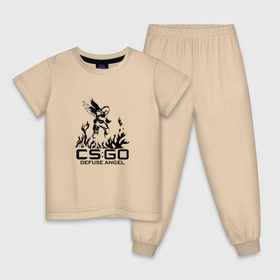 Детская пижама хлопок с принтом cs:go - Defuse Angel в Екатеринбурге, 100% хлопок |  брюки и футболка прямого кроя, без карманов, на брюках мягкая резинка на поясе и по низу штанин
 | cs | csgo | ct | fire | game | terror | го | кс | ксго | огонь