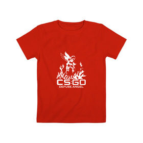 Детская футболка хлопок с принтом cs:go - Defuse Angel в Екатеринбурге, 100% хлопок | круглый вырез горловины, полуприлегающий силуэт, длина до линии бедер | cs | csgo | ct | fire | game | terror | го | кс | ксго | огонь