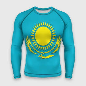 Мужской рашгард 3D с принтом Казахстан в Екатеринбурге,  |  | герб | казахстан | флаг