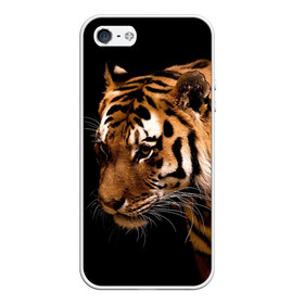 Чехол для iPhone 5/5S матовый с принтом Тигр в Екатеринбурге, Силикон | Область печати: задняя сторона чехла, без боковых панелей | полосы | хищник