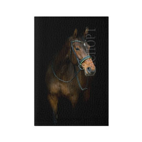 Обложка для паспорта матовая кожа с принтом Породистый жеребец в Екатеринбурге, натуральная матовая кожа | размер 19,3 х 13,7 см; прозрачные пластиковые крепления | жеребец | животные | конь | лошадка | лошадь | погоня | седло | скакун | скачки | узда