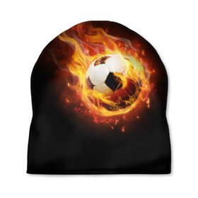 Шапка 3D с принтом Страсть к футболу в Екатеринбурге, 100% полиэстер | универсальный размер, печать по всей поверхности изделия | игра | искры | мяч | огонь | пламя | спорт | страсть | фанат | футбол | футболист