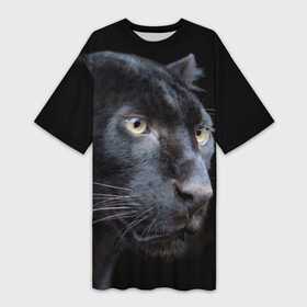 Платье-футболка 3D с принтом Пантера в Екатеринбурге,  |  | дикая кошка | добыча | животные | ловкость | охота | пантера | сила | скорость | смекалка | хитрость | хищник