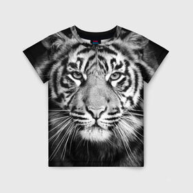Детская футболка 3D с принтом Красавец тигр в Екатеринбурге, 100% гипоаллергенный полиэфир | прямой крой, круглый вырез горловины, длина до линии бедер, чуть спущенное плечо, ткань немного тянется | Тематика изображения на принте: джунгли | дикая кошка | животные | зверь | король | кровь | мясо | опасность | охотник | тигр | хищник | царь | цирк