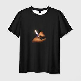 Мужская футболка 3D с принтом Огонёк в Екатеринбурге, 100% полиэфир | прямой крой, круглый вырез горловины, длина до линии бедер | зажигалка | искра | лампочка | маяк | мгла | ночь | огонёк | огонь | свет | свеча | сумрак | туман | тьма | фонарик