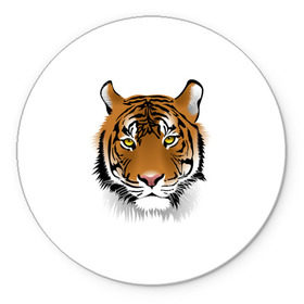 Коврик круглый с принтом Морда тигра в Екатеринбурге, резина и полиэстер | круглая форма, изображение наносится на всю лицевую часть | зверь | кошка | полосы | тигр | хищник