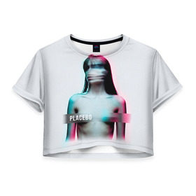 Женская футболка 3D укороченная с принтом Placebo Meds в Екатеринбурге, 100% полиэстер | круглая горловина, длина футболки до линии талии, рукава с отворотами | Тематика изображения на принте: placebo | брайан молко | молко | плацебо | плейсибо | плэйсибо