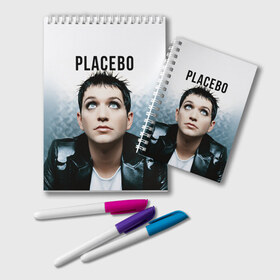 Блокнот с принтом Плацебо в Екатеринбурге, 100% бумага | 48 листов, плотность листов — 60 г/м2, плотность картонной обложки — 250 г/м2. Листы скреплены удобной пружинной спиралью. Цвет линий — светло-серый
 | Тематика изображения на принте: placebo | брайан молко | молко | плацебо | плейсибо | плэйсибо