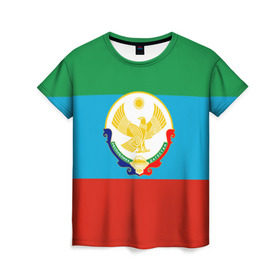 Женская футболка 3D с принтом Дагестан в Екатеринбурге, 100% полиэфир ( синтетическое хлопкоподобное полотно) | прямой крой, круглый вырез горловины, длина до линии бедер | 05 | аварец | аварка | дагестанец | дагестанка | дагистан | кавказ