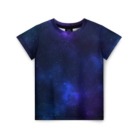 Детская футболка 3D с принтом Звёздное небо в Екатеринбурге, 100% гипоаллергенный полиэфир | прямой крой, круглый вырез горловины, длина до линии бедер, чуть спущенное плечо, ткань немного тянется | вселенная | галактика | звёзды | камета | космос | метеориты | метеоры | небо | ночь | солнечная система