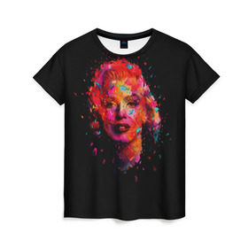 Женская футболка 3D с принтом Marilyn Monroe Art в Екатеринбурге, 100% полиэфир ( синтетическое хлопкоподобное полотно) | прямой крой, круглый вырез горловины, длина до линии бедер | art | marilyn monroe | живопись | искусство | мэрилин монро