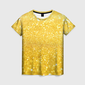 Женская футболка 3D с принтом Золото в Екатеринбурге, 100% полиэфир ( синтетическое хлопкоподобное полотно) | прямой крой, круглый вырез горловины, длина до линии бедер | желтый