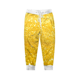 Детские брюки 3D с принтом Золото в Екатеринбурге, 100% полиэстер | манжеты по низу, эластичный пояс регулируется шнурком, по бокам два кармана без застежек, внутренняя часть кармана из мелкой сетки | желтый
