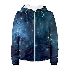 Женская куртка 3D с принтом Слияние галактик в Екатеринбурге, ткань верха — 100% полиэстер, подклад — флис | прямой крой, подол и капюшон оформлены резинкой с фиксаторами, два кармана без застежек по бокам, один большой потайной карман на груди. Карман на груди застегивается на липучку | вселенная | галактика | звёзды | комета | космос | метеориты | метеоры | созвездия