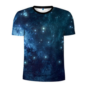 Мужская футболка 3D спортивная с принтом Слияние галактик в Екатеринбурге, 100% полиэстер с улучшенными характеристиками | приталенный силуэт, круглая горловина, широкие плечи, сужается к линии бедра | вселенная | галактика | звёзды | комета | космос | метеориты | метеоры | созвездия
