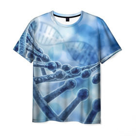 Мужская футболка 3D с принтом Молекула ДНК в Екатеринбурге, 100% полиэфир | прямой крой, круглый вырез горловины, длина до линии бедер | dna | биохимия | внешность | ген | генетика | днк | молекула | наследственность | спираль | способности | структура | характер | черты
