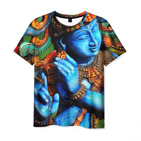 Мужская футболка 3D с принтом Индия в Екатеринбурге, 100% полиэфир | прямой крой, круглый вырез горловины, длина до линии бедер | богиня | индия | новая | хинди | цветная